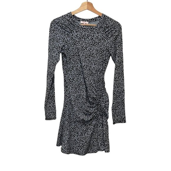 Parker Rhea Long-Sleeve Leopard Print Ruched Mini Dress Women's Size XS - Picture 2 of 10